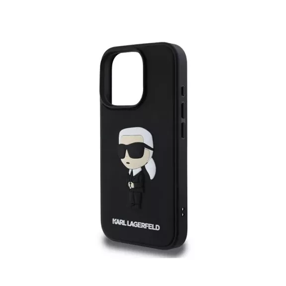 Karl Lagerfeld 3D rubber ikonik iPhone 16 Pro Max tok - fekete