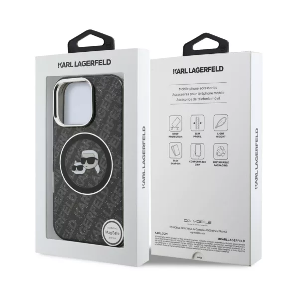Karl Lagerfeld K&CH Heads Logo MagSafe - iPhone 16 Pro Max tok - Fekete