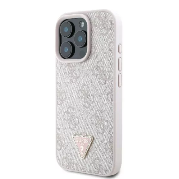 Guess 4G strass triangle metal logo - iPhone 16 Pro Max tok - rózsaszín