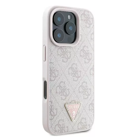 Guess 4G strass triangle metal logo - iPhone 16 Pro Max tok - rózsaszín
