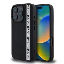   DKNY 3D rubber repeat logo line - iPhone 16 Pro Max tok - fekete