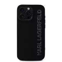   Karl Lagerfeld 3D Rubber Glitter Logo - iPhone 16 Pro Max tok - Fekete
