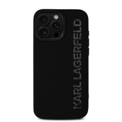   Karl Lagerfeld 3D Rubber Glitter Logo - iPhone 16 Pro Max tok - Fekete