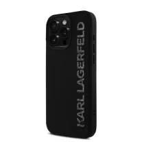   Karl Lagerfeld 3D Rubber Glitter Logo - iPhone 16 Pro Max tok - Fekete