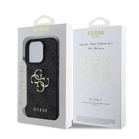 Guess 4G metal logo - iPhone 16 Pro Max tok - fekete