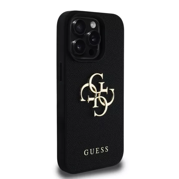 Guess grained 4G metal logo - iPhone 16 Pro Max tok - fekete