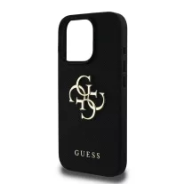 Guess grained 4G metal logo - iPhone 16 Pro Max tok - fekete