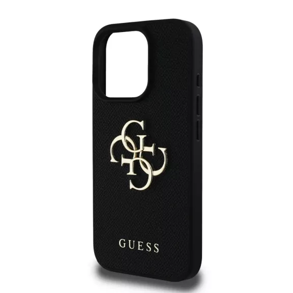 Guess grained 4G metal logo - iPhone 16 Pro Max tok - fekete