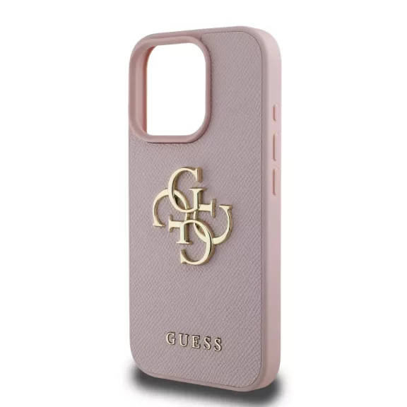 Guess grained 4G metal logo - iPhone 16 Pro Max tok - rózsaszín