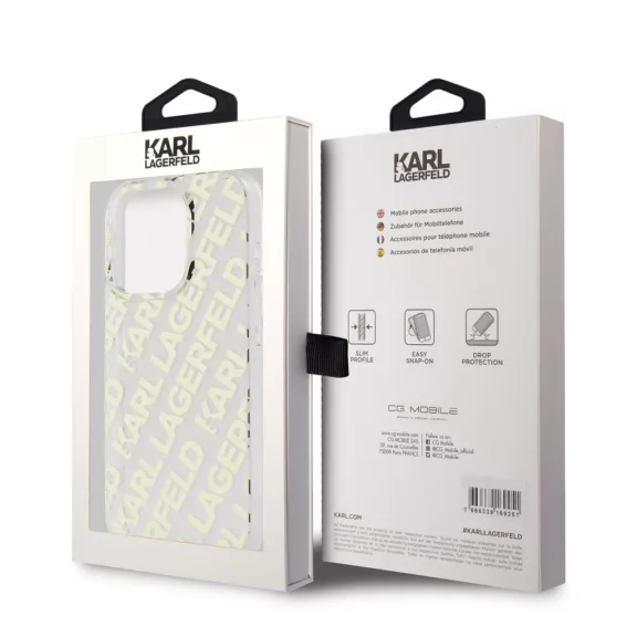 Karl Lagerfeld electroplated repeated logo - iPhone 16 Pro Max tok - arany 