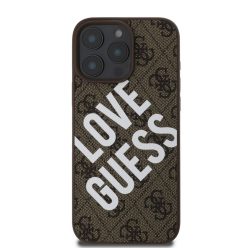   Guess Leather 4G Big Love Logo MagSafe - iPhone 16 Pro Max tok - Barna