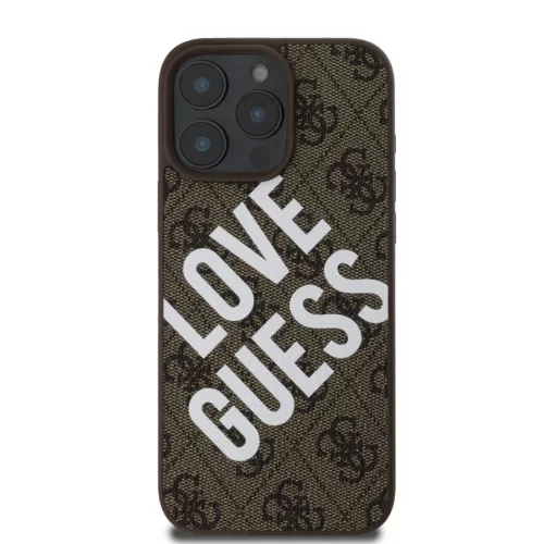 Guess Leather 4G Big Love Logo MagSafe - iPhone 16 Pro Max tok - Barna
