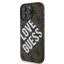   Guess Leather 4G Big Love Logo MagSafe - iPhone 16 Pro Max tok - Barna
