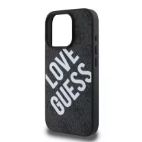   Guess Leather 4G Big Love Logo MagSafe - iPhone 16 Pro Max tok - Fekete