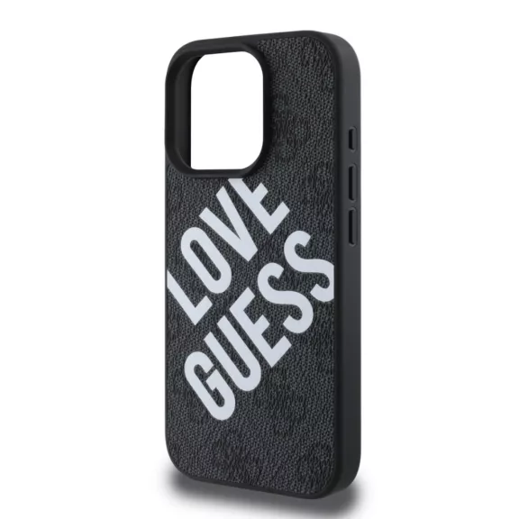 Guess Leather 4G Big Love Logo MagSafe - iPhone 16 Pro Max tok - Fekete