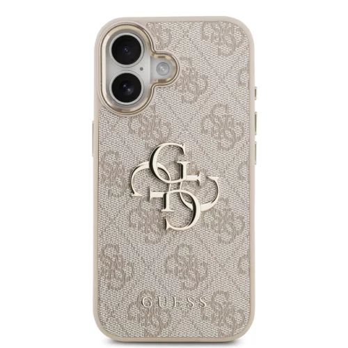 Guess Leather 4G Metal Logo Gold Frame - iPhone 17 tok - Rózsaszín