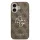 Guess Leather 4G Metal Logo Gold Frame - iPhone 17 tok - Barna