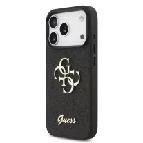   Guess Fixed Glitter 4G Metal Logo - iPhone 17 Pro tok - Fekete