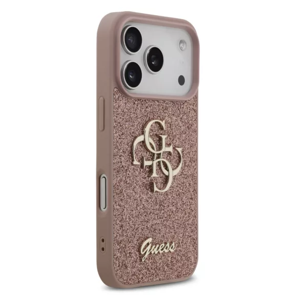 Guess Fixed Glitter 4G Metal Logo - iPhone 17 Pro tok - Rózsaszín