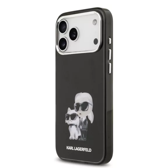 Karl Lagerfeld Aquarelle Karl and Choupette - iPhone 17 Pro tok - Fekete