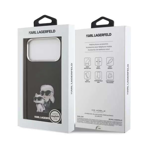 Karl Lagerfeld Aquarelle Karl and Choupette - iPhone 17 Pro tok - Fekete