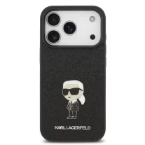   Karl Lagerfeld Fixed Glitter Metal Ikonik - iPhone 17 Pro tok - Fekete