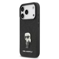   Karl Lagerfeld Fixed Glitter Metal Ikonik - iPhone 17 Pro tok - Fekete