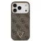 Guess Leather 4G Strass Triangle Logo Gold Frame MagSafe - iPhone 17 Pro tok - Barna