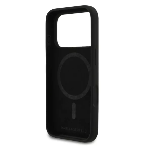 Karl Lagerfeld Liquid Silicone Sketch MagSafe - iPhone 17 Pro tok - Fekete