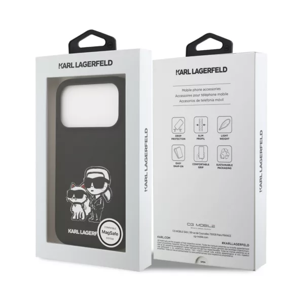 Karl Lagerfeld Liquid Silicone Sketch MagSafe - iPhone 17 Pro tok - Fekete