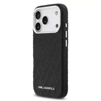   Karl Lagerfeld Grained Repeated Logo MagSafe - iPhone 17 Pro tok - Fekete