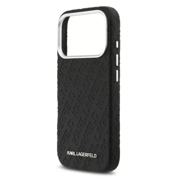 Karl Lagerfeld Grained Repeated Logo MagSafe - iPhone 17 Pro tok - Fekete