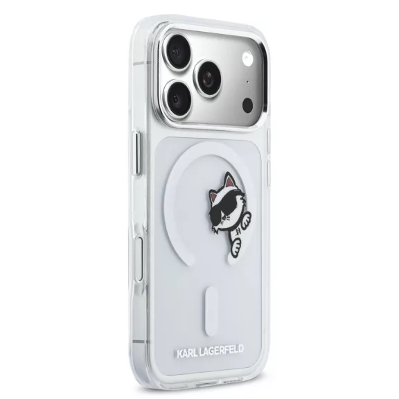 Karl Lagerfeld Choupette Peekaboo MagSafe - iPhone 17 Pro tok - Átlátszó