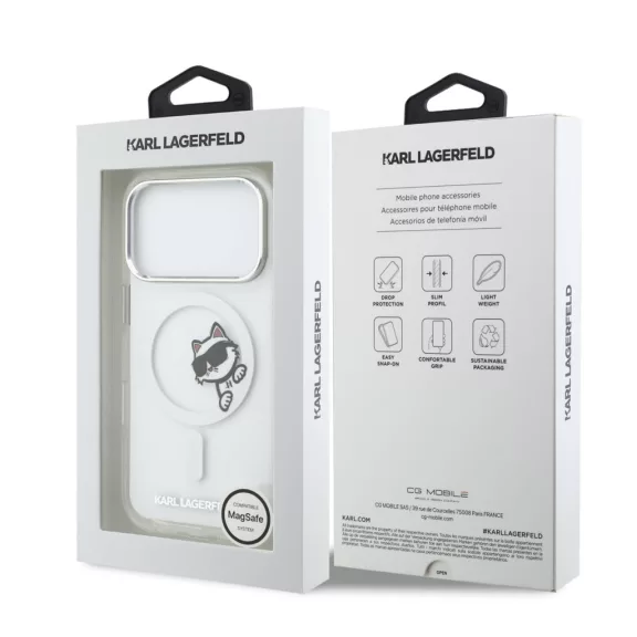 Karl Lagerfeld Choupette Peekaboo MagSafe - iPhone 17 Pro tok - Átlátszó