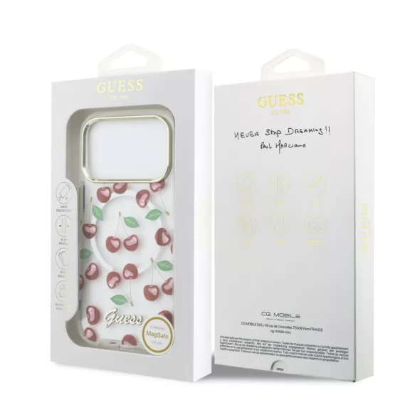 Guess Glitter Cherry MagSafe - iPhone 17 Pro tok - Mintás