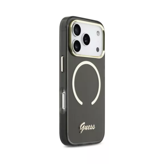 Guess Script Metal MagSafe - iPhone 17 Pro tok - Fekete