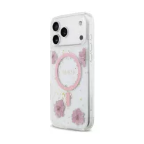   Guess Resin Flowers Glitter MagSafe - iPhone 17 Pro tok - Rózsaszín