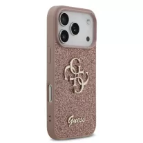   Guess Fixed Glitter 4G Metal Logo - iPhone 17 Pro Max tok - Rózsaszín