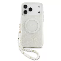   Guess Flowers Allover Strap MagSafe - iPhone 17 Pro Max  tok - Fehér
