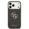 Guess Leather 4G Metal Logo Gold Frame - iPhone 17 Pro Max tok - Fekete