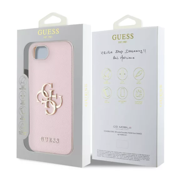 Guess Grained 4G Metal Logo - iPhone 16e / 17e tok - Rózsaszín