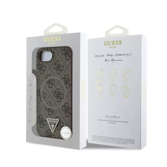 Guess 4G Strass Triangle Metal Logo - iPhone 16e / 17e tok - Barna