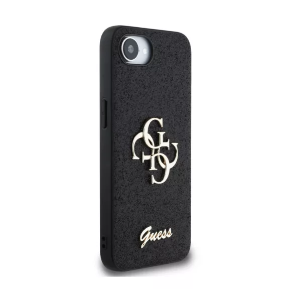 Guess Fixed Glitter 4G Metal Logo - iPhone 16e / 17e tok - Fekete