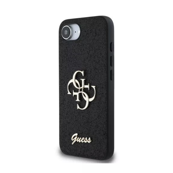 Guess Fixed Glitter 4G Metal Logo - iPhone 16e / 17e tok - Fekete
