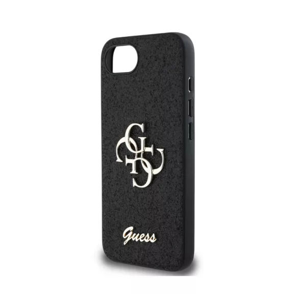 Guess Fixed Glitter 4G Metal Logo - iPhone 16e / 17e tok - Fekete