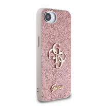   Guess Fixed Glitter 4G Metal Logo - iPhone 16e / 17e tok - Rózsaszín