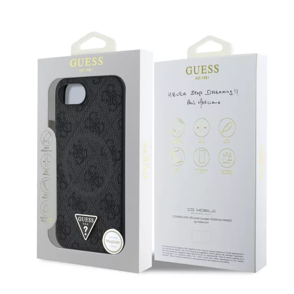 Guess 4G Strass Triangle Metal Logo - iPhone 16e / 17e tok - Fekete