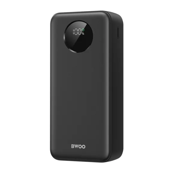 BWOO 22,5W 30000 mAh Powerbank LCD kijelzővel - Fekete