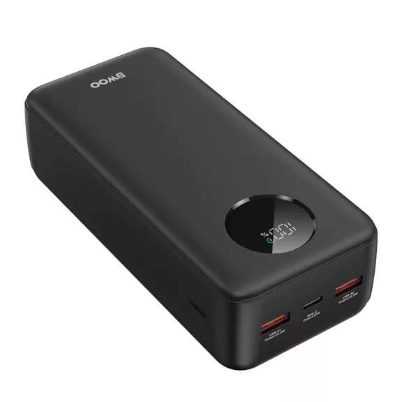 BWOO 22,5W 30000 mAh Powerbank LCD kijelzővel - Fekete