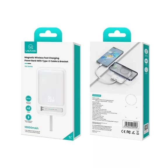 USAMS XM Series CD219 10000mAh Magnetic Wireless Powerbank - Fekete